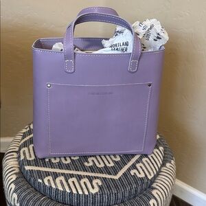 NWT Portland Leather Lavender Tote w/ crossbody strap Medium Zipper FREE Tassel